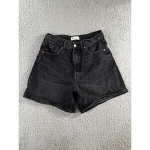Zara Bermuda Shorts Women 8 High Rise Black Denim